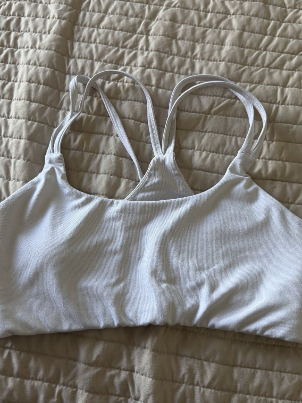 Fabletics Double Strap Scoop Sports Bra White